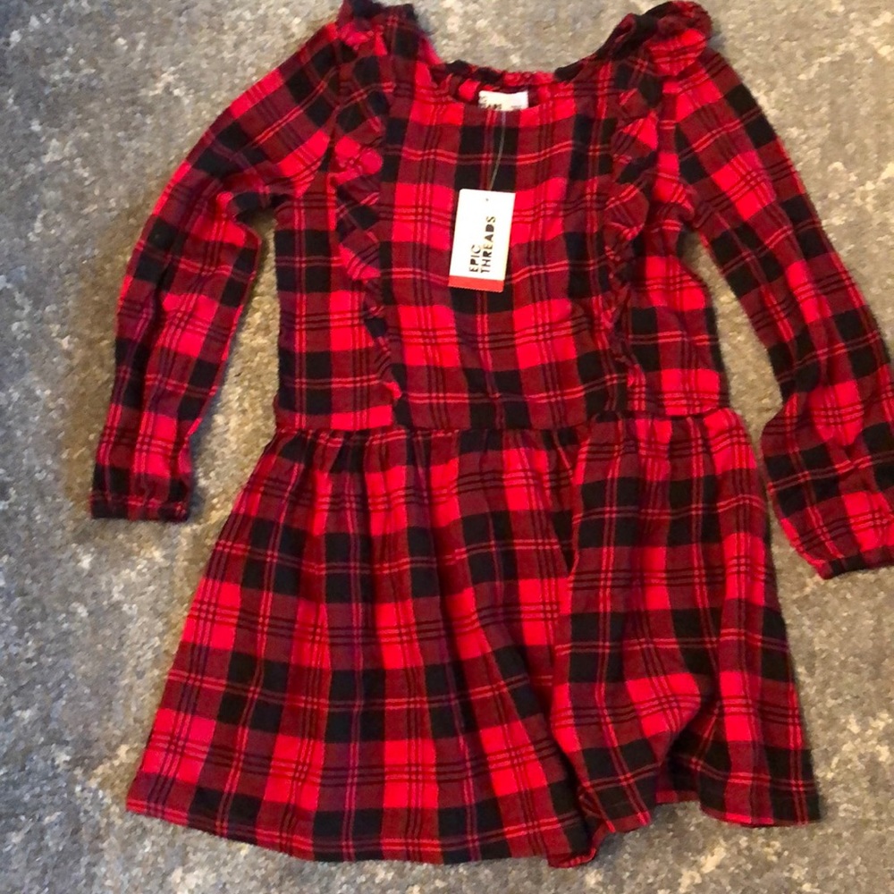 Red and Black Buffalo Plaid Girls Dress